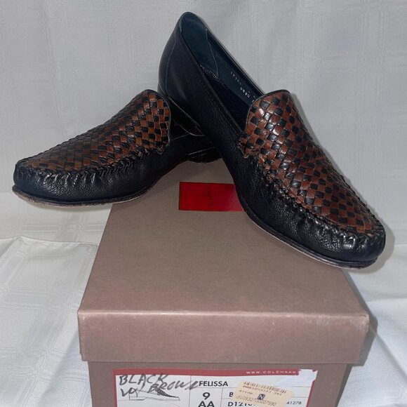 Cole Haan, Felissa Leather Woven Loafer, Dark & Light Brown, Womens Size 9AA - Picture 3 of 4
